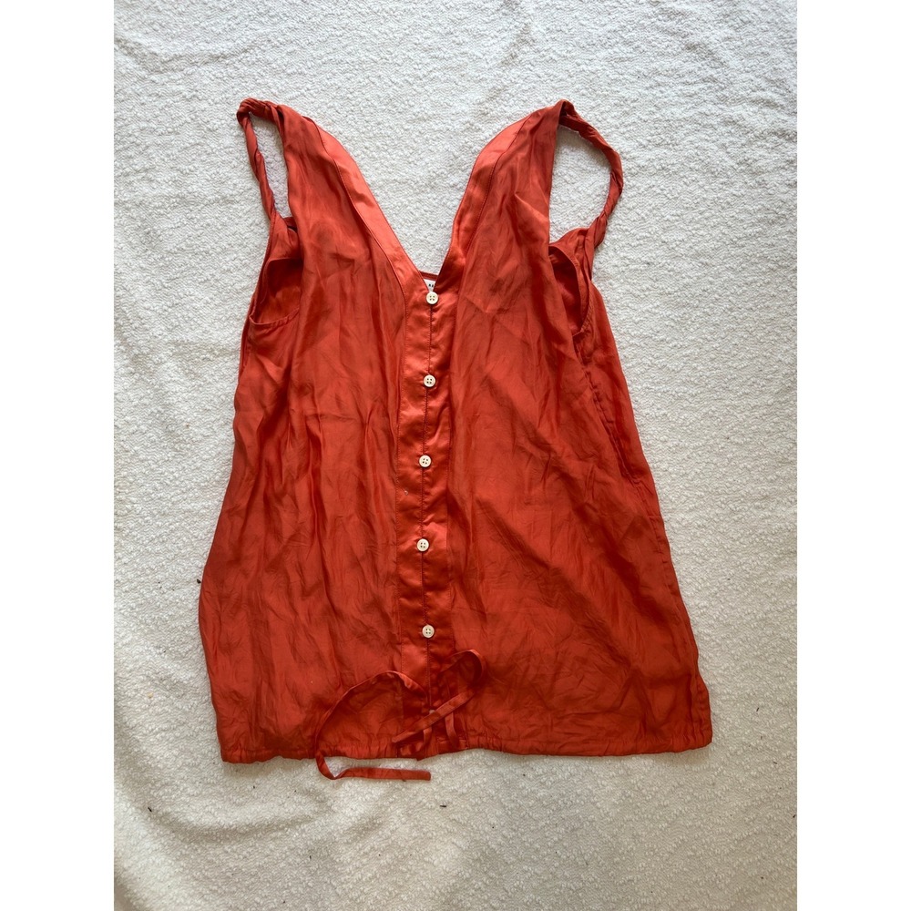 Banana Republic Womens Silk Button Front Camisole Top Rust Orange Size M